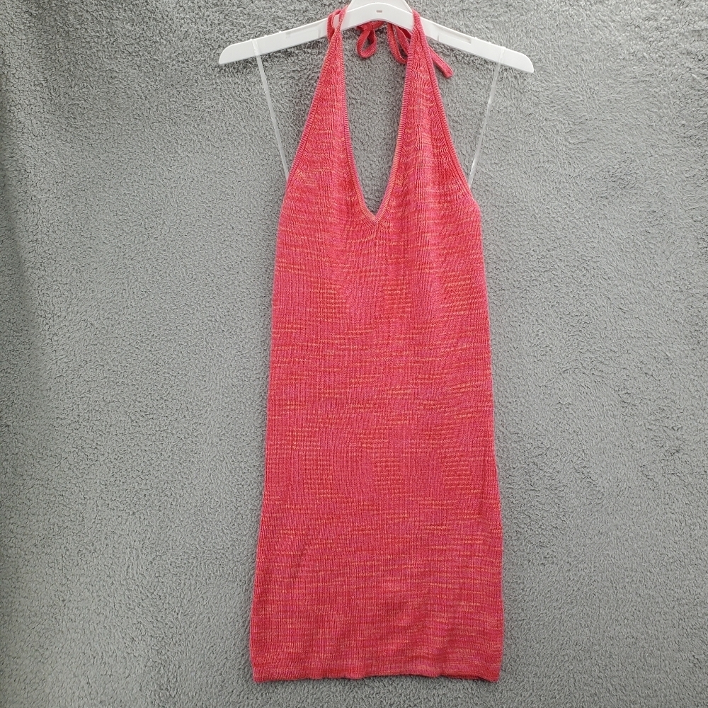 Wild Fable Pink Space Dye Sweater Knit Halter Dress Womens NWT